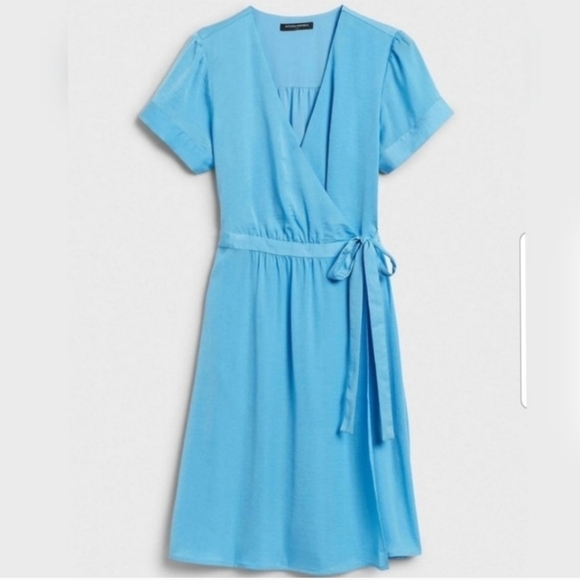 Banana Republic blue wrap mid Length dress (with straps to tie) - Picture 2 of 7